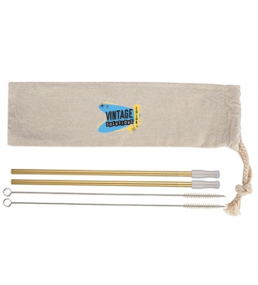 2-Pack Park Avenue Stainless Straw Kit With Cotton Pouch