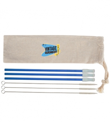 3- Pack Park Avenue Stainless Straw Kit With Cotton Pouch