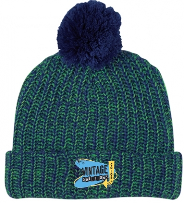 Grace Pom Beanie With Cuff_Embroidered