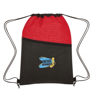 Crosshatch Two-Tone Non-Woven Drawstring Bag