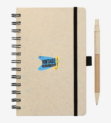5" x 7" Wheat Straw Notebook With Pen