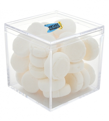 Cube Shaped Acrylic Container With Candy_Starlite Mints, Buttermi
