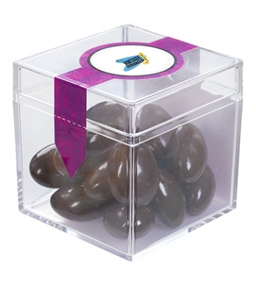 Cube Shaped Acrylic Container With Candy_Chocolate Almonds