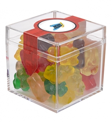 Cube Shaped Acrylic Container With Candy_Gummy Bears