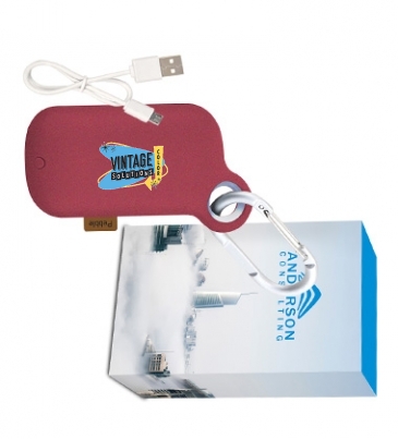 UL Listed Pebble Carabiner Power Bank With Custom Box