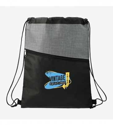 Cross Weave Zippered Drawstring Bag