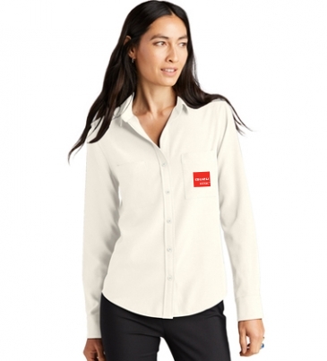 MERCER+METTLE™ Women's Stretch Crepe Long Sleeve Camp Blouse