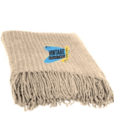 Chunky Knit Blanket With Fringe