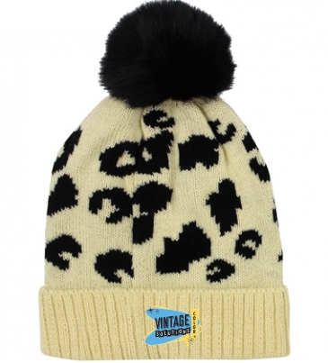 Leopard Print Pom Beanie