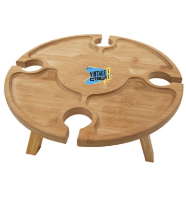Bamboo Portable Wine & Cheese Table
