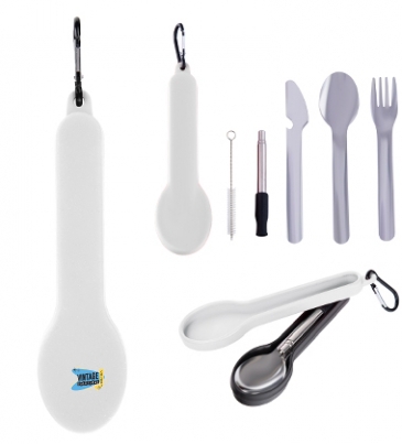 Travel Utensil Set With Silicone Holder
