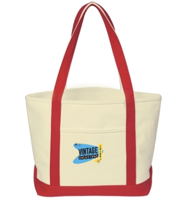 Pat Heavy Cotton Canvas Boat Tote Bag With Tackle Twill Patch