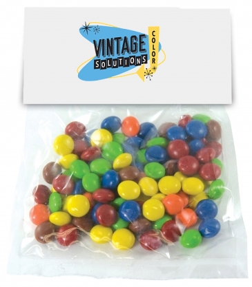 Candy Bag With Header Card (Large)-Chocolate Littles, Hearts, Pea