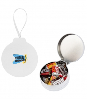 Full Color Ornament Tin With Candy