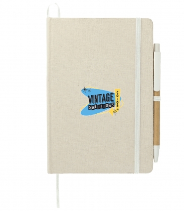 V5" X 7" Organic Cotton Bound Notebook w/Pen
