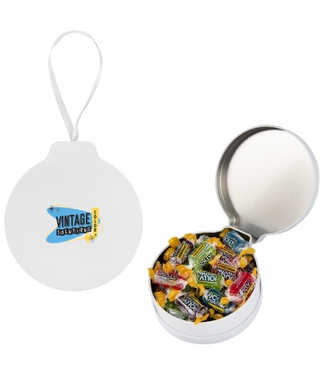 Full Color Ornament Tin With Candy