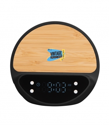 10W Bamboo Wireless Charger With Digital Clock