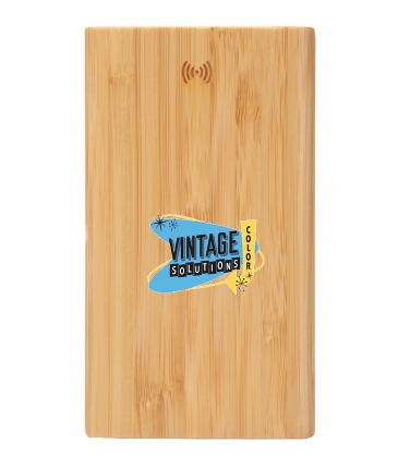 5000 Mah Bamboo Power Bank & 10W Wireless Charger