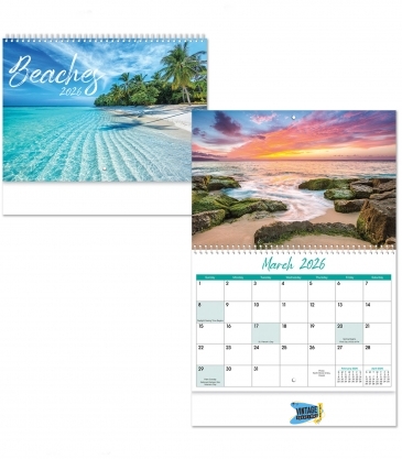 Full Color Beaches Spiral Wall Calendar