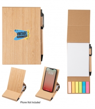Bamboo Desk Jotter With Phone Stand