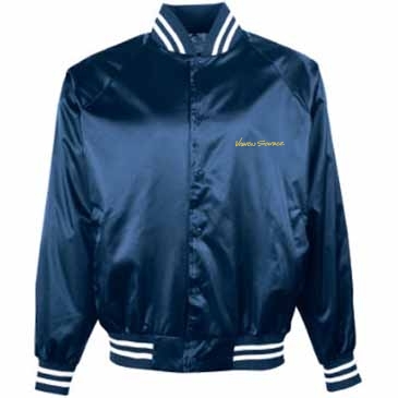 Satin Baseball Jacket/Striped Trim