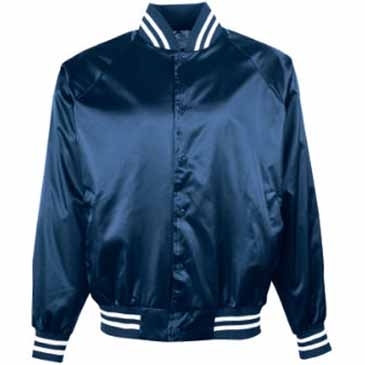 Satin Baseball Jacket/Striped Trim