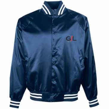Satin Baseball Jacket/Striped Trim