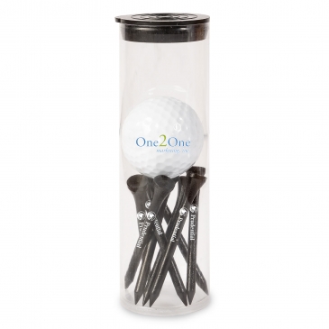 Golf Ball and Tees in Tube