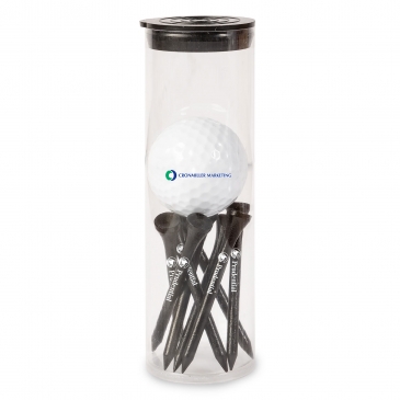 Golf Ball and Tees in Tube