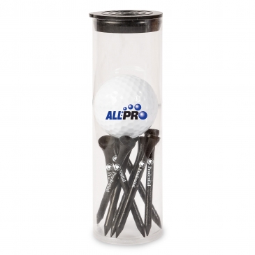 Golf Ball and Tees in Tube