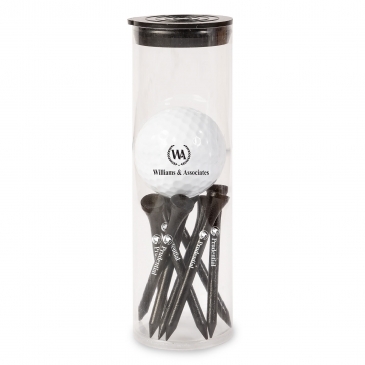 Golf Ball and Tees in Tube