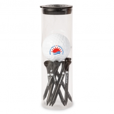 Golf Ball and Tees in Tube
