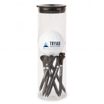 Golf Ball and Tees in Tube