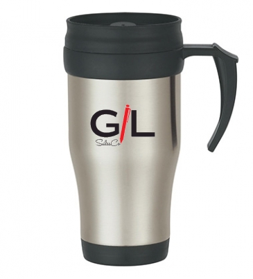 16 Oz. Stainless Steel Slide Action Travel Mug