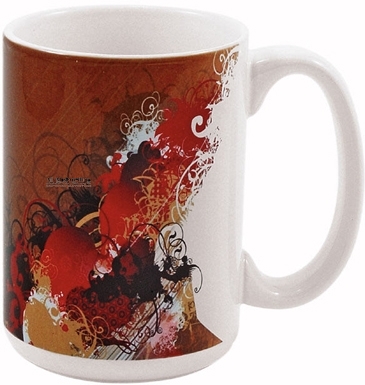 15 Oz Full Color White Stoneware Magna Mug