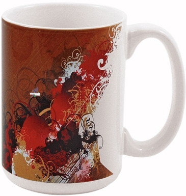 15 Oz Full Color White Stoneware Magna Mug