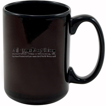 15 Oz Full Color Black Stoneware Magna Mug