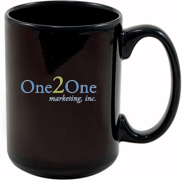 15 Oz Full Color Black Stoneware Magna Mug