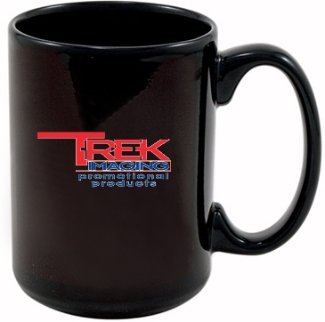 15 Oz Full Color Black Stoneware Magna Mug