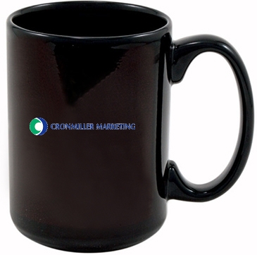 15 Oz Full Color Black Stoneware Magna Mug