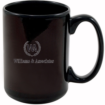 15 Oz Full Color Black Stoneware Magna Mug