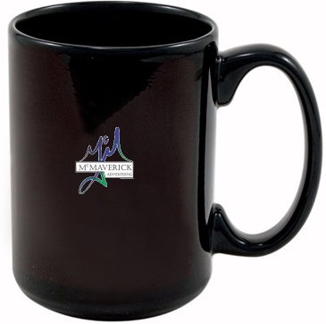 15 Oz Full Color Black Stoneware Magna Mug