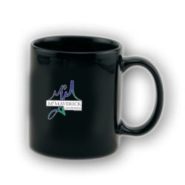 11 Oz Full Color Black Stoneware Executive Mug