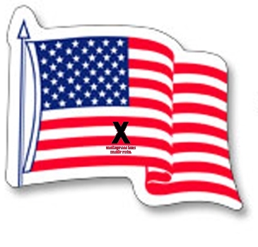 U.S. Flag Decal | 3 1/4" x 4" | White Vinyl | Removable Adhesive
