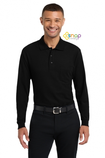 Port Authority® Long Sleeve Silk Touch™ Polo with Pocket