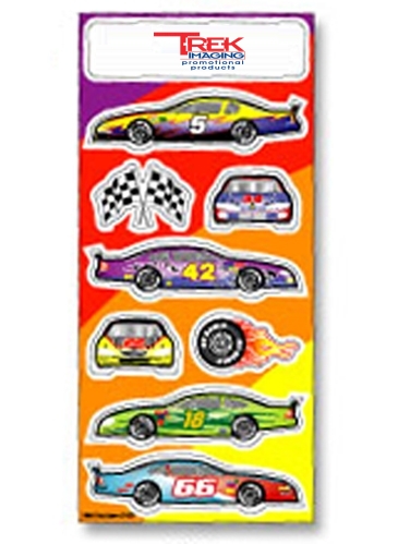 Fun & Fantasy Stickers | 3 1/4" x 7" Sheet | Race Cars