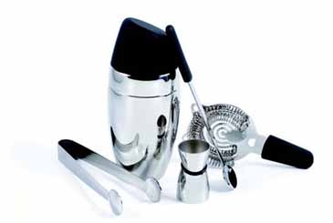 5 Piece Stainless Steel Barman's Deluxe Cocktail Shaker Set